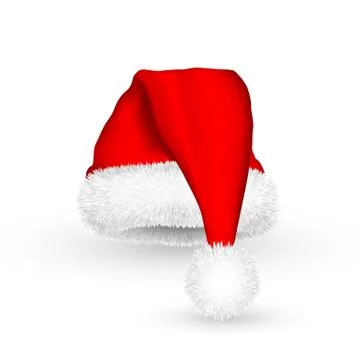 Realistic Red Santa Claus hat isolated on white background. Gradient mesh San Stock Illustration