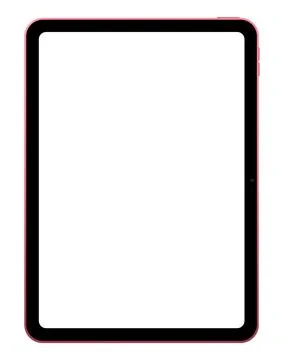 Realistic red vertical tablet empty screen frame overlay mockup. Mobile pad 스톡 일러스트