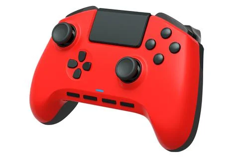 Realistic red video game controller on white background Stock Illustration