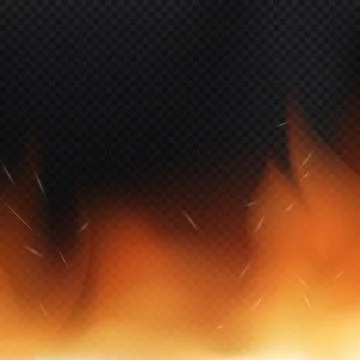 Realistic red-yellow fire on a dark background - Vector Stock Illustration