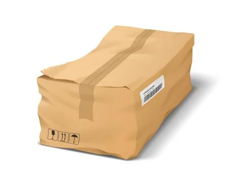 Realistic Render of a Crumpled Paper Package Stock Illustration
