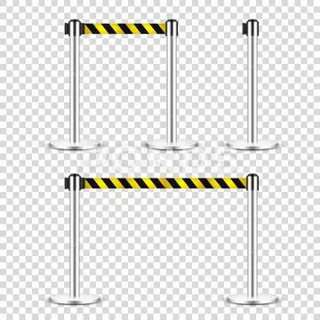 Realistic retractable belt stanchion on transparent background. Crowd ...