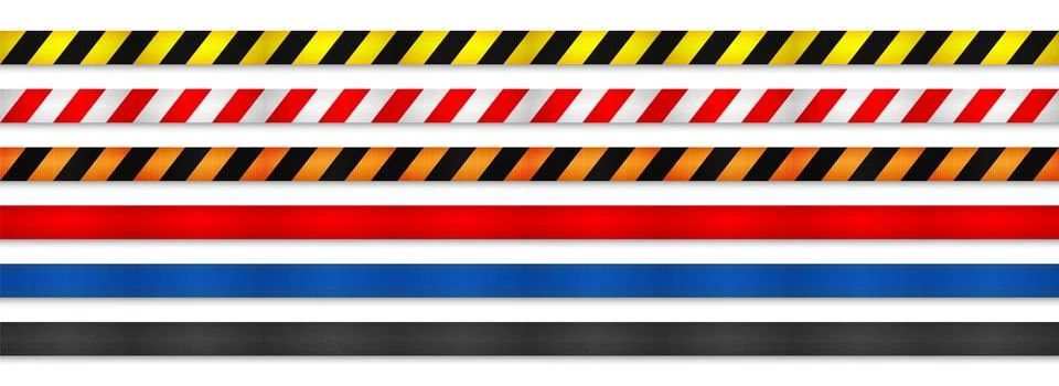 Realistic retractable caution belt. Crowd control strap barrier. Queue lines 库存插图