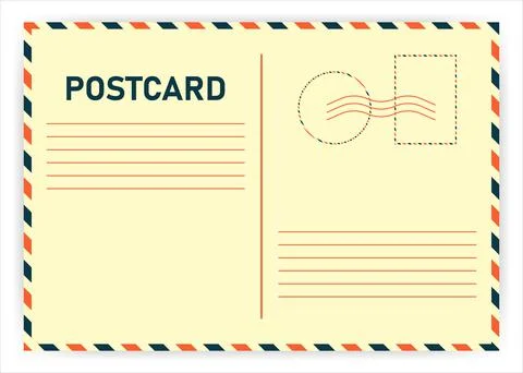 Realistic retro postcard on white background. Vector illustration. Stock Illustration