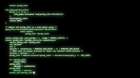 Realistic retro style screen with scrolling hacker code, seamless loop Stockbeeldmateriaal 127565323