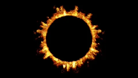 Realistic ring of fire burning animation on black background Vídeos de archivo 343844939