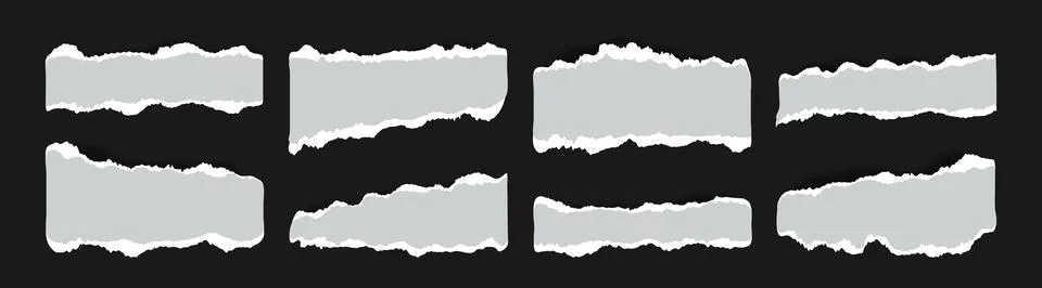 Realistic ripped grey Notebook Paper sheets for Scrapbook or Collages. Torn.. Stock Illustration