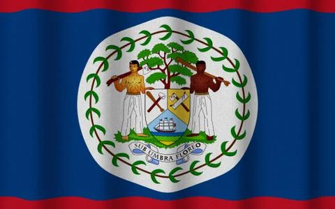 Realistic rippled flag of Belize Stock Illustration