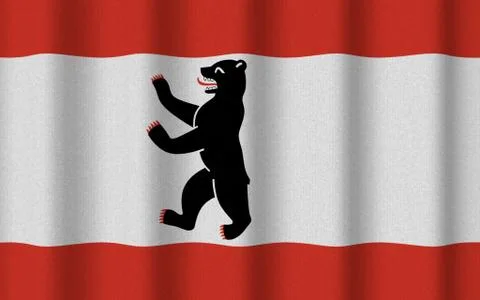 Realistic rippled flag of Berlin Stock Illustration