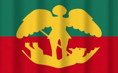 Realistic rippled flag of Brussels Stock Illustration