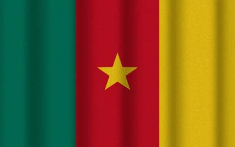 Realistic rippled flag of Cameroon Stock Illustration