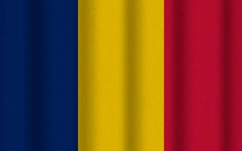 Realistic rippled flag of Chad Stock Illustration
