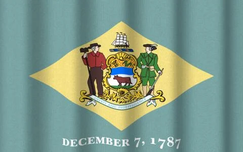 Realistic rippled flag of Delaware Stock Illustration