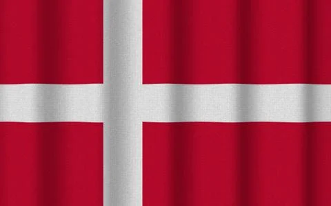 Realistic rippled flag of Denmark Stock Illustration