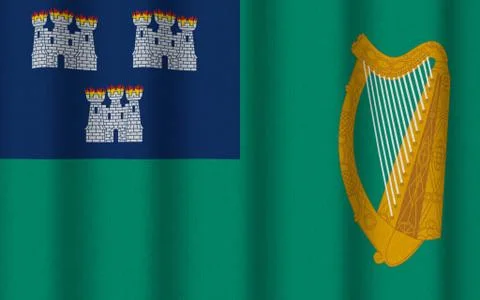 Realistic rippled flag of Dublin Stock Illustration