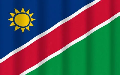 Realistic rippled flag of Namibia Stock Illustration
