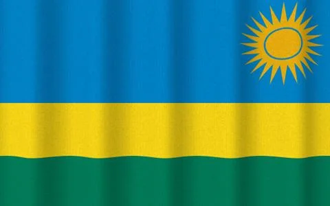 Realistic rippled flag of Rwanda Stock Illustration