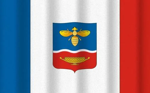 Realistic rippled flag of Simferopol Stock Illustration