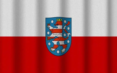 Realistic rippled flag of Thuringia State Stock Illustration