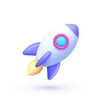 Realistic rocket 3d Vector design illustration. Space futuristic creative design Stock Illustration