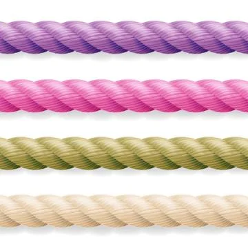Realistic Rope Vector. Different Color Thickness 3d Rope Line Set Multicolored 스톡 일러스트