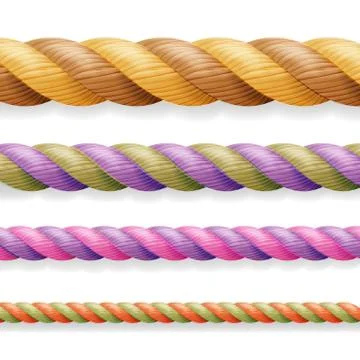 Realistic Rope Vector. Different Color Thickness 3d Rope Line Set Multicolored イラスト素材