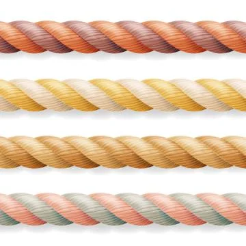 Realistic Rope Vector. Different Color Thickness 3d Rope Line Set Multicolored 스톡 일러스트