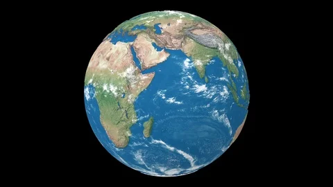 Realistic rotating Earth planet isolated on black background. Stock Footage 117594259