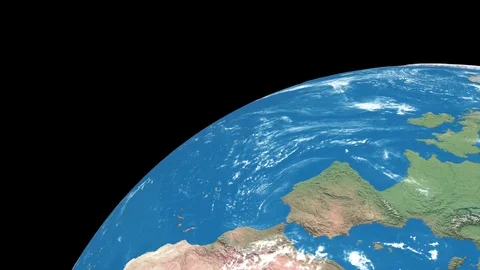 Realistic rotating Earth planet isolated on black background. 3d earth globe Stock Footage 122262608