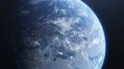 Realistic Rotating Earth Sunset Skyline Stock Footage 138309978