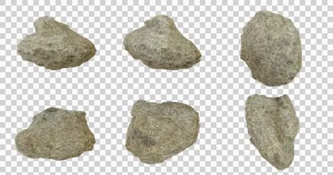 Realistic rough asteroid or space rock from six different angles, isolated Stock Illustration