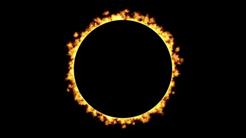 Realistic round burning flame animation isolated on black background Video stock 344520083