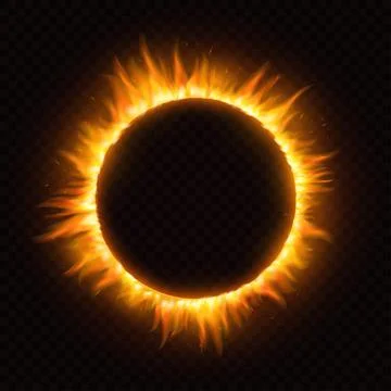 Realistic round light fire flame frame on transparent background Stock Illustration