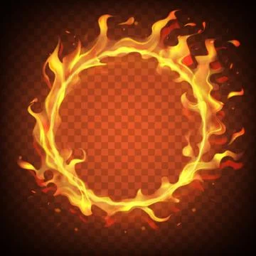 Realistic round light fire flame frame, vector template illustration on Stock-Illustration