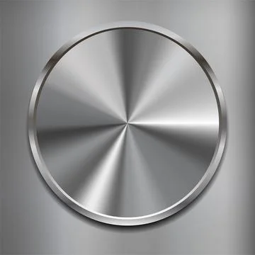 Realistic round metal shiny button. Vector illustration Stock Illustration