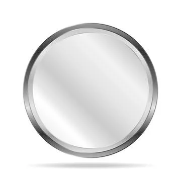 Realistic round silver mirror with chrome metallic frame 스톡 일러스트