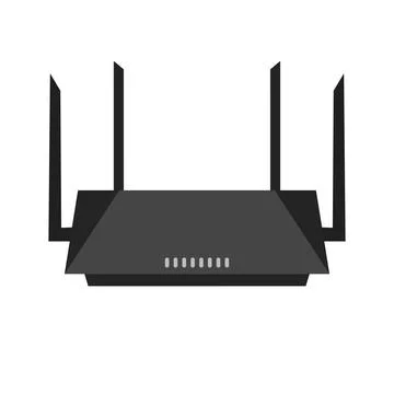 Realistic router icon with flat design. Internet Wi-Fi router. Vector. Stock Illustration