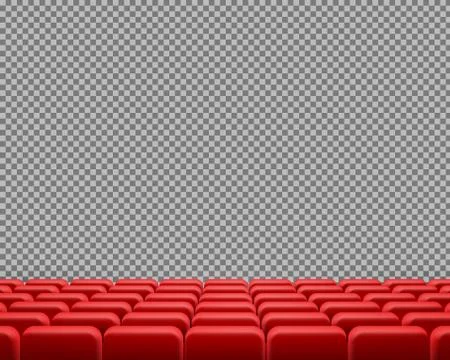 Realistic rows of red empty cinema chairs イラスト素材