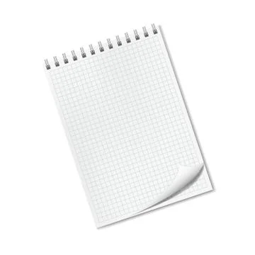 Realistic ruled notepad with dog ear, turned-up corner Stock Illustration