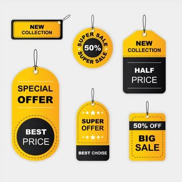 Realistic sales label set Stock Illustration