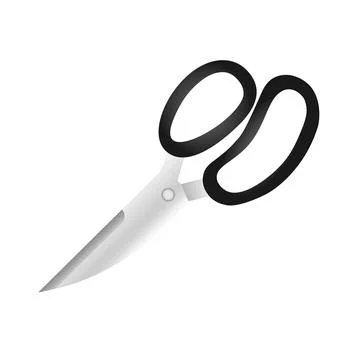 Realistic scissors with black handles. Vector illustration Stock Illustration
