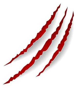 Realistic scratches. Red claw marks. Beast cut Stock Illustration