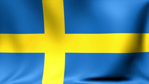 Realistic Seamless Loop Flag of Sweden Waving In The Wind With Highly Detailed Stock Footage 78680405