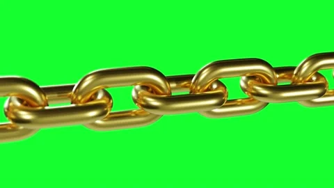 Realistic seamless looping loop 3D animation of the gold chain. 4K UHD in green Video stock 221858808