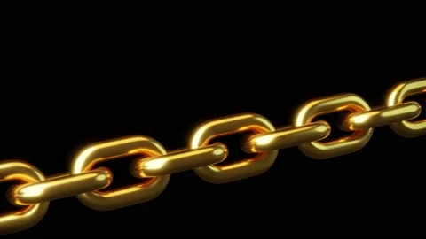 Realistic seamless looping loop 3D animation of the gold chain. 4K UHD in black Stock Footage 233022692