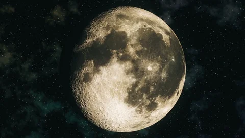 Realistic seamless moon phases through new, crescent, half, gibbous and full Stock Footage
