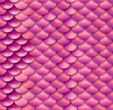 Realistic seamless pattern of pink tail scales of a fairy tale mermaid, siren Stock Illustration