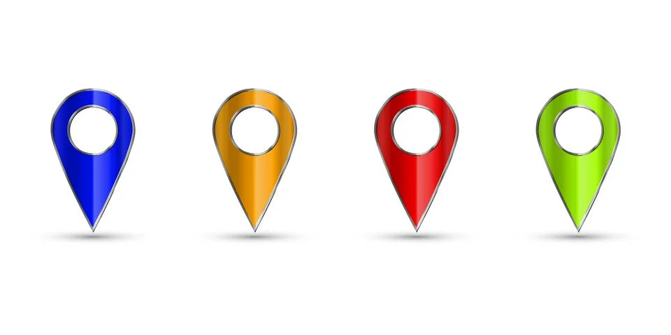Realistic set 3d pointer of map. Black map marker icon in vector. Vector illu Stock Illustration