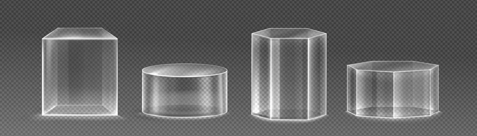 Realistic set of 3D transparent platforms Stock Illustration