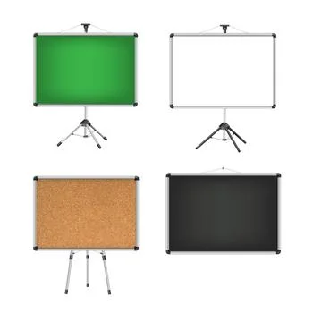 Realistic set of blank whiteboards in square and rectangular shapes, isolated on Stock Illustration